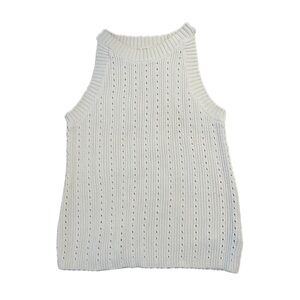 GAP Mock neck, white sweater tank top with unique cutaway armholes. Size:S